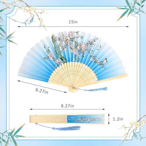 Yulejo 20 Pcs 8.27" Japanese Fan Chinese Folding Hand Fans with Tassels - style: Fresh Style