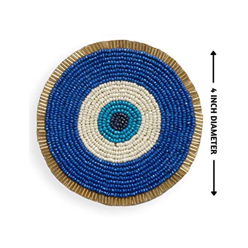 Folkulture Cute Coasters Set of 4 for Drink, Boho Table Decor & Party Décor - color: Evil Eye
