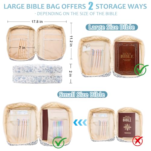 Bible Cover Case For Women,Large Bible Bag with Study Supplies,Quilted Bible Carrying Case for Girls,Portable Bible Case with Highlighter, Pens,Tabs,Bible Study Gifts for Women - size: Style B