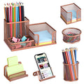 Desk Organizers Set with Mesh Pen Holder Cup, Rose Gold - color: Rose Gold