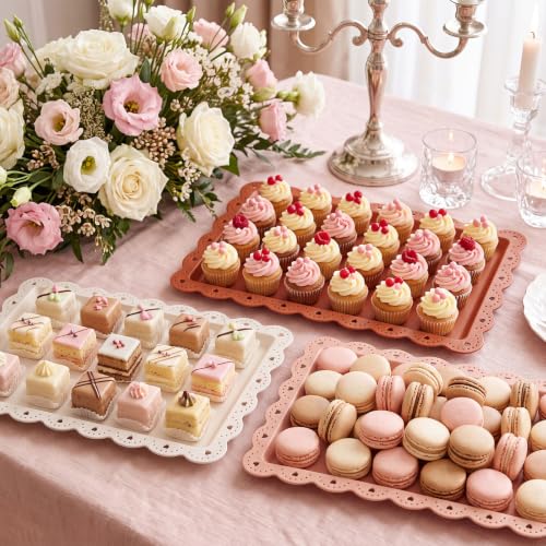 6 Pcs Brown Serving Trays Plastic Food Platters - color: Brown