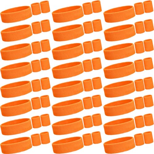 Sweatbands and Wristbands Set, Women, Men - color: Neon Orange