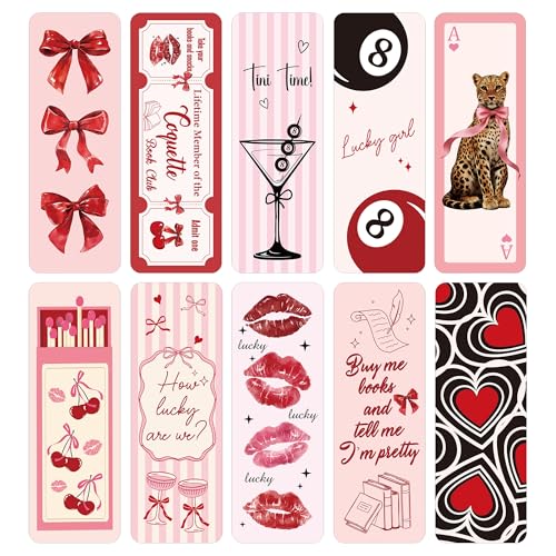 Y2K Coquette Aesthetic Bookmarks, Pink Bow Leopard Book Marks - style: Y2K Coquette