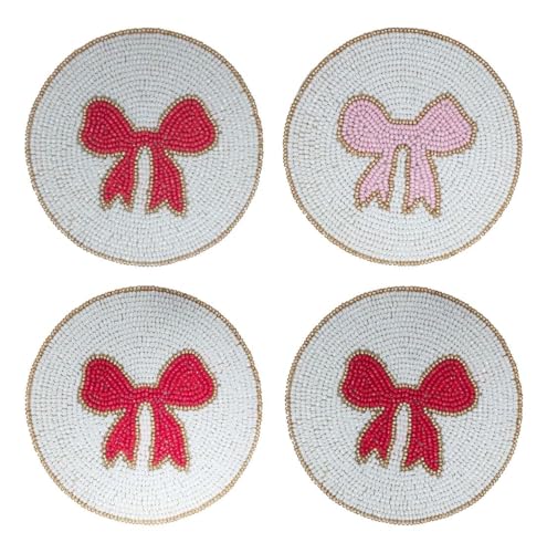 Folkulture Cute Coasters Set of 4,Beaded Handmade Boho Drink Coasters - color: Coaster