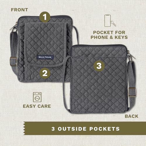Bella Taylor Mini Crossbody, Quilted Handbag for Women - color: Dark Denim