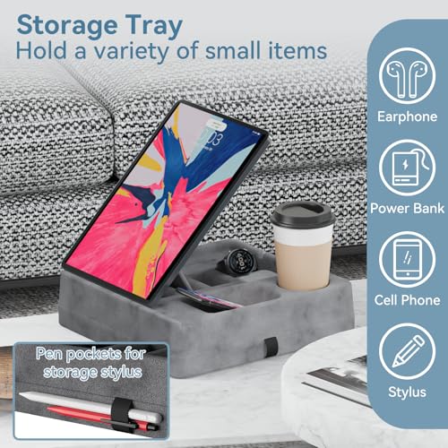 Tablet Pillow Stand with Storage for Bed, Lap, iPad and Kindle