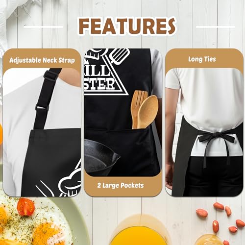 Grill Master Funny Aprons for Men with 2 Pockets, Cooking Apron for Dad, Gag Gifts for Men, Adjustable BBQ Grilling Apron for Husband, Chef Kitchen Gifts for Birthday & Father’s Day - A13 - color: Grill Master 2