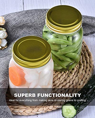 Rainforce 16 oz Mason Jars with Gold Lids 15 Pack Pint Glass Canning Jars - color: Gold Lids