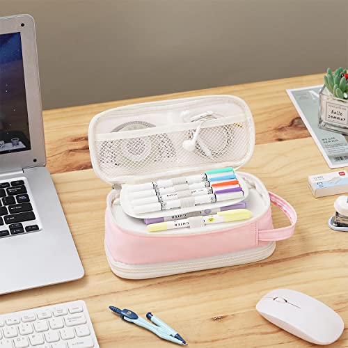 Dugio Large Pencil Case Organizer Big Pencil Bag for Girls Teens Pink - color: B-Pink