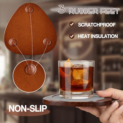 Newtay 6 Pcs Mid Century Modern Coasters Wood Absorbent Coaster,Light Gray - color: Light Gray