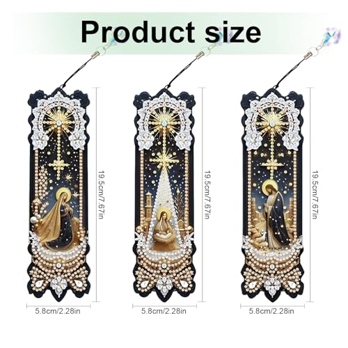 Tontut 3pcs Diamond Art Painting Kit Bookmarks, Jesus Exquisite Universal DIY Bookmarks, Lightweight and Durable, Suitable for Reading Lovers - color: Jesus