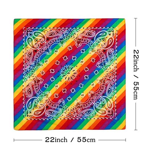 Bycc Bynn Large Soft Cotton Bandanas Pack for Men & Women 22 x 22 inches - color: S- 3 Pack-rainbow
