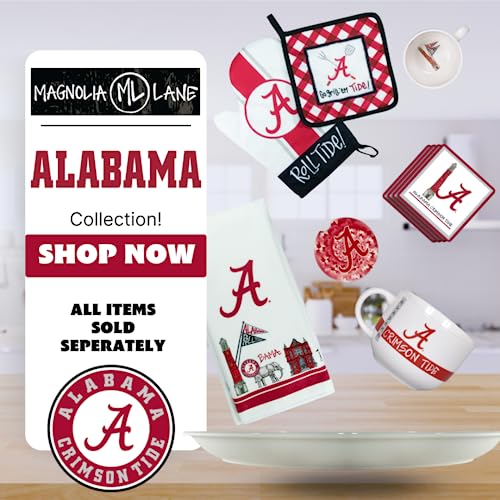 University of Alabama Crimson Tide Hot Mitt and Pot Holder Set by Magnolia Lane-Oven Glove and Oven Mitt for Cooking, BBQ-Ideal Gift for Students,Alumni and Everyday Fan-Show Your SEC NCAA Team Spirit