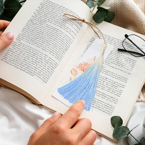 50Pcs 5 Inch Bulk Bookmark Tassel Kit for Graduation, Keychain(Beige Blue) - color: Beige&blue