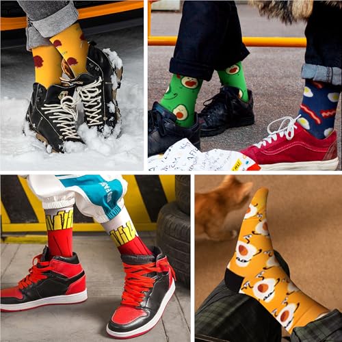 WeciBor Men's Combed Cotton Novelty Crew Socks Size 7-15 - color: Red/Yellow/Green/Blue/Black/Multicolor Food-12m, size: 7-12
