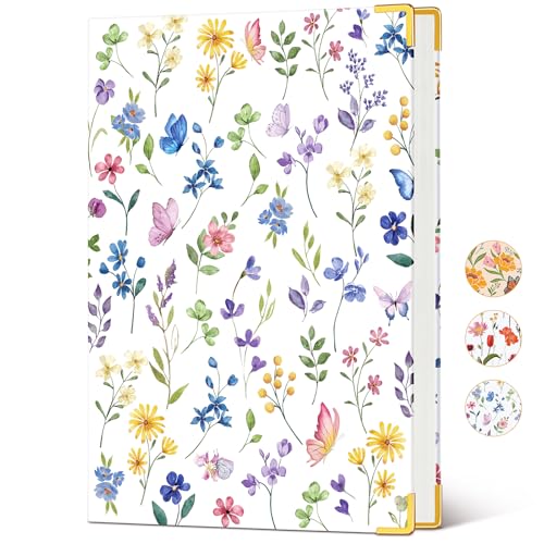 Lined Journal Notebook for Women, A5 Hardcover Leather Journaling Notebooks for Writing, 200 Pages Travel Journal, College Ruled Notebook for Work School, Note Taking 5.75'' X 8.38'' Purple Floral - color: Purple Flower