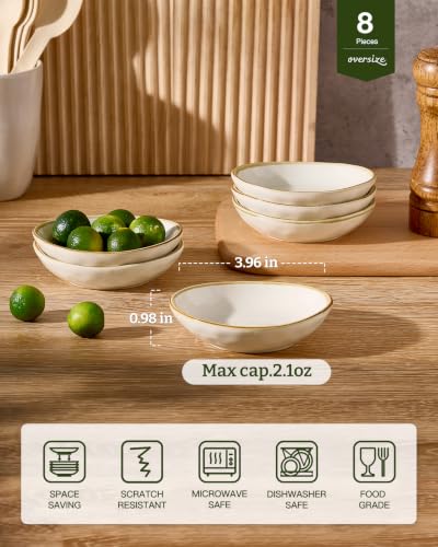 famiware Ceramic Soy Sauce Dish, 2.1oz Dipping Bowl Set of 8, Vanilla White - color: Vanilla White, size: 8pcs