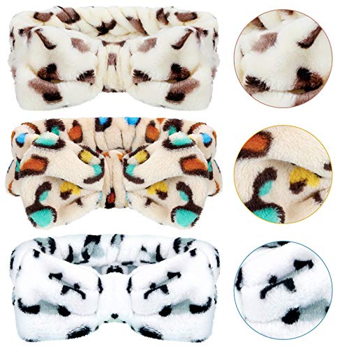 Hicarer 3 Pcs Bowtie Headbands for Washing Face Makeup, Vivid Patterns