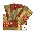 Loom and Mill Damask Patchwork Table Placemats Set of 4, Red Gold, 12x18in - color: Red Gold, size: 4 Piece-12x18 inch