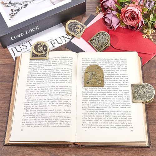CRASPIRE Travelers Journal Clip Vintage Alloy Antique Bronze Metal Book Pen Page Decorative Bill Binder Holder Clips for TN Travelers Art Journaling Reading Decoration Accessories - style: Book