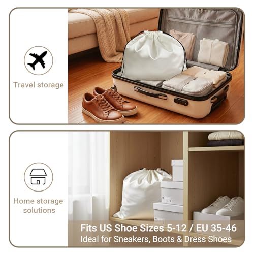 Q&J Fabric Co. 4 Pack Satin Dust Bag 15.7x19.7 inch + 19.7x23.6 inch Beige 100% Polyester Silk Bag Purse Dust Bag Shoe Bags for Closet Purse Protector Bag Dust Covers for Purses - color: Beige, size: 15.7"x19.7"+19.7"x23.6"