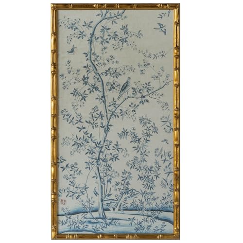 HongFengtang Chinese Rice Paper Print China Flower And Bird Bamboo Frame 19.5 X 35.8 Inches (B) - color: B, size: 35.8"L x 19.5"W