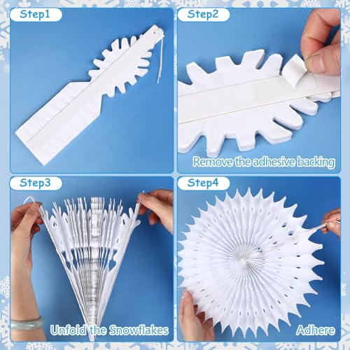 NOVWANG Snowflakes Hanging Decorations, 12Pcs White Paper Fans - style: Snowflake