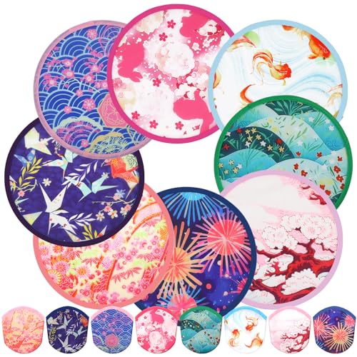 Gejoy 24 Pcs Japanese Foldable Folding Fans Flying Disc 8 Style - color: Japanese Fan