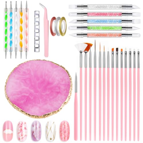 31Pcs Nail Art Brush Set with Dotting Tools, Liner Brushes & Silicone Pens - size: Style A