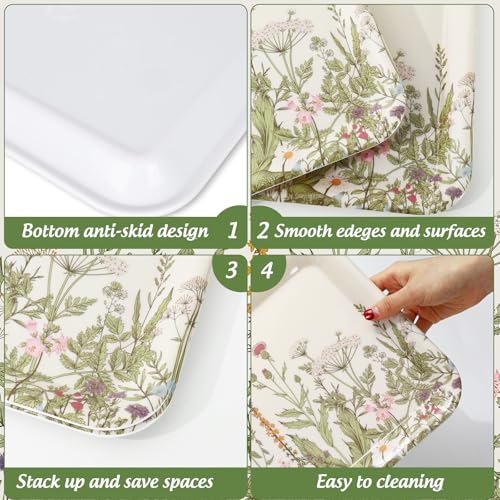 FYSUIMU 3Pcs Wildflower Serving Tray Green Floral Melamine Charcuterie Board Vintage Cheese Appetizer Board Snack Serving Platter for Spring Home Party Food Supplies - style: Wildflower