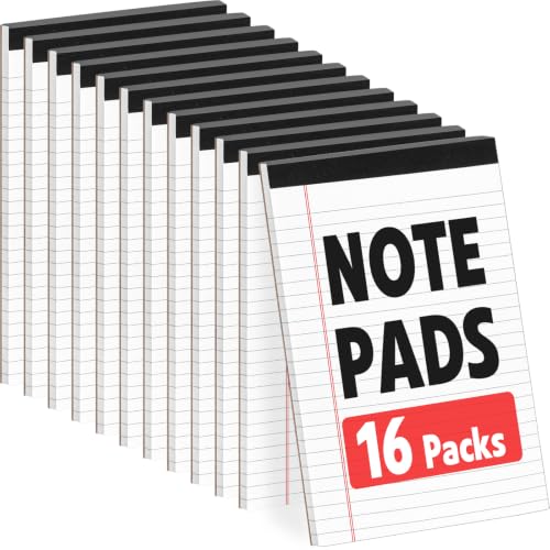 YesBes 16 Pack Note Pads Bulk, Small Legal Pads 5" x 8" Narrow Ruled Lined Writing Pad, 30 Sheets (60 Pages) Notepad for Office Home School, Perforated, Office Supplies - color: 16 Pack