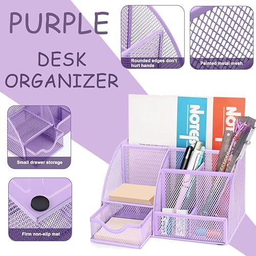Scindaly Office Desk Accessories 12-Piece & Desk Organizers and Accessories - color: Purple
