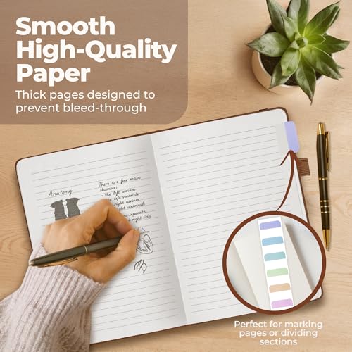 Lined Leather Bound Journal Notebook, A5 Hardcover Journals for Men & Women - color: Brown, size: A5 300 Pages