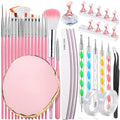 FANDAMEI Nail Design Tools, Nail Art Tools, Nail Brush, Nail Art Kit With Nail Stand, Nail Holder For Painting Nails, Nail Art Brushes, Nail Dotting Tool, Nail Art Palette, Nail Tools For Nail Art - color: Pink