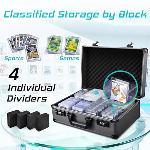 X-Large 4-Row Graded Card Storage Box with Combo Lock - Secure Organizer for Graded Card Slabs, Toploaders, and Sports Trading Cards - Gunmetal Gray - color: Gunmetal Grey