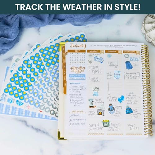 bloom daily planners Weather Planner Stickers - 8 Sheets / 837 Icons & Illustrations - Forecast Themed Variety Pack for Planning & Journaling - color: Weather Pack