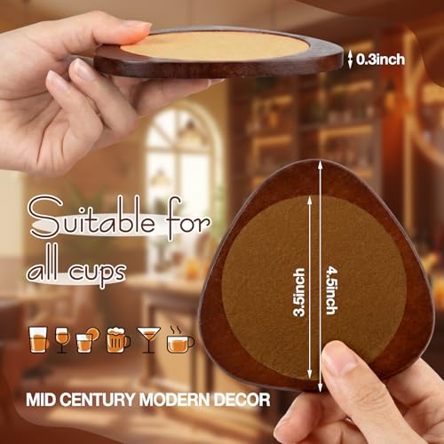Newtay 6 Pcs Mid Century Modern Coasters Wood Absorbent Coaster,Brown - color: Rice Palm