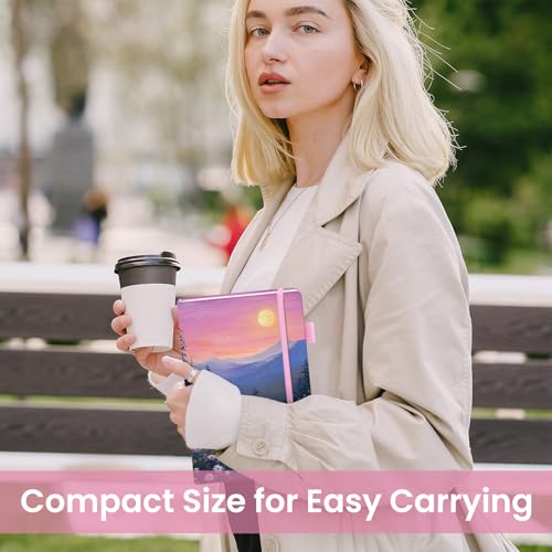Taja Pretty Lined Journal for Women, Aesthetic Hardcover Leather Journal - color: U-Twilight Bloom, size: A-Lined