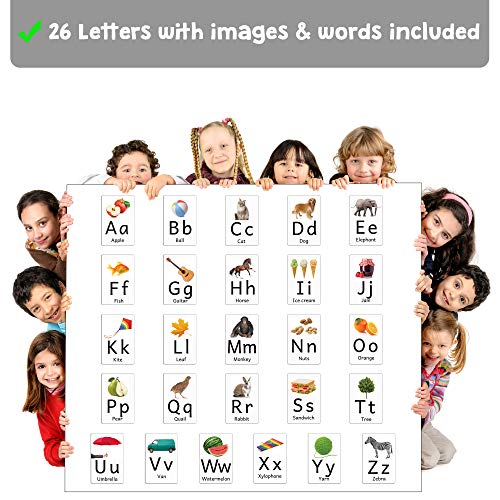 Attractivia Magnetic Big Alphabet ABC Picture Flash Cards. 26 Sturdy Large Letters with First Words for Toddlers, Preschool and Kindergarten - style: Pictures & Letters