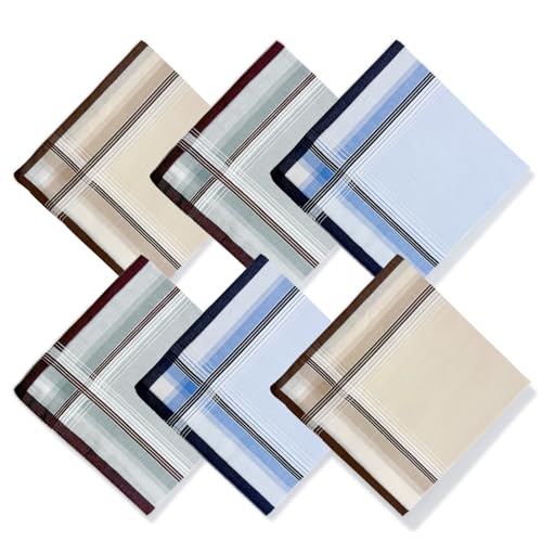 6 Pack Men's Cotton Handkerchiefs, 16x16 Inch, Checkered