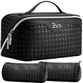 BOYATU Travel Makeup Bag for Women: Four Leaf Clover 3 Pcs Set Cosmetic Bag - color: M-06Black