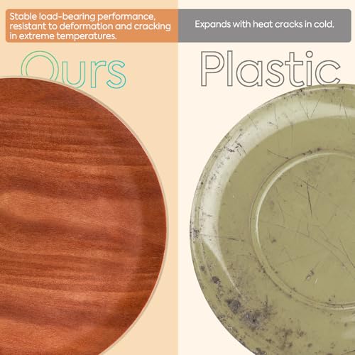 Yangbaga Acacia Wood Serving Tray: Round Decorative Tray for Home Decor - color: Wood