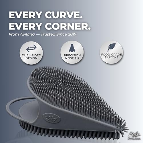 Avilana Silicone Face Scrubber — Dual Sided Facial Cleansing Brush with Nose Tip — Soft Face Exfoliator for Pore Deep Cleaning — Food Grade Face Wash Brush for All Skin Types (Lavender) - color: Lavender