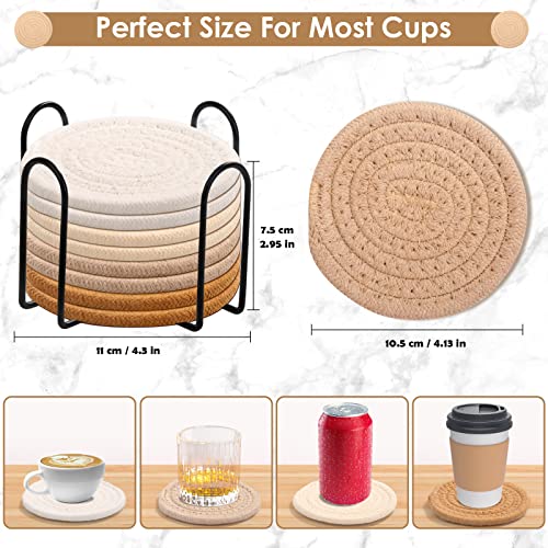 Mckanti 8 Pack Absorbent Coasters with Holder, 4 Colors Minimalist Home Decor, 4.3 Inches - color: Muti-color C