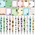 Dispowreath 24 Pcs Black Cat Sticky Notes with Pens Themed Party Favors Gifts Cute Notepad Memo Notes Pads Black Ink Ballpoint Pen for Cat Lover Christmas Gifts Office Supplies - style: Black Cat