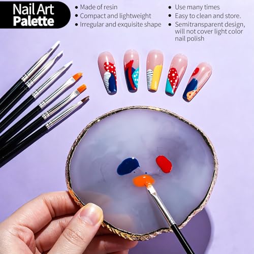 FANDAMEI Nail Art Tools, Nail Design Tools, Nail Brush, Nail Art Kit With Nail Stand, Nail Holder For Painting Nails, Nail Art Brushes, Nail Dotting Tool, Nail Art Palette, Nail Tools For Nail Art - color: Black