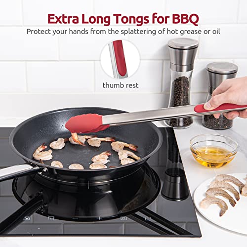 U-Taste Kitchen Tong for Cooking, 600ºF Heat-Resistant Silicone, 16in/Red - color: Red, size: 16 inch