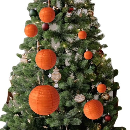 Orange Paper Lanterns Decorative 10pcs Party Hanging Decorations for Halloween Thanksgiving Birthday Baby Shower Graduation Fall Themed Decor Chinese Paper Lanterns DIY Activities - color: Orange