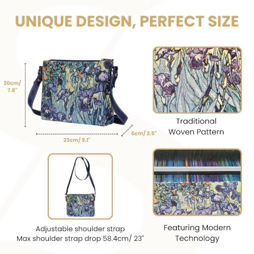 Signare Tapestry Crossbody Bag Sling Shoulder Purse for Women - color: Iris