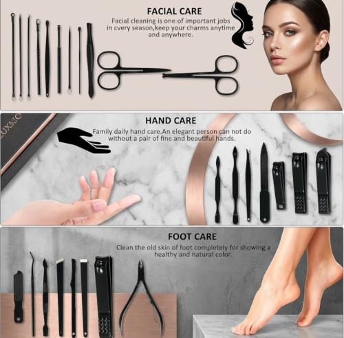 MINKINH Manicure Set Professional Nail Clipper Kit-26 Pieces,Brown - color: Brown